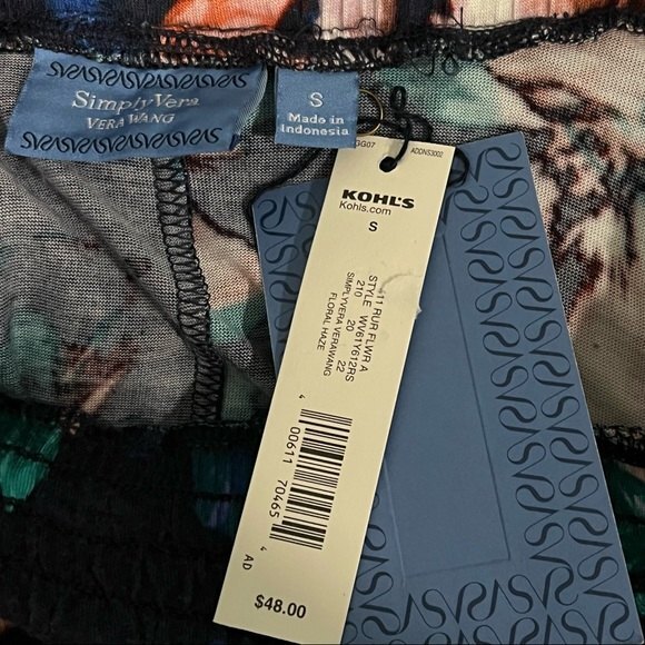 NWT Simply Vera Vera Wang FLORAL HAZE Short Sleeve Shirt & Flowy Skirt Set Small - Picture 9 of 9